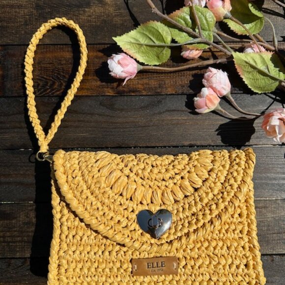 ELLE Raffia Crochet Clutch - Picture 1 of 16
